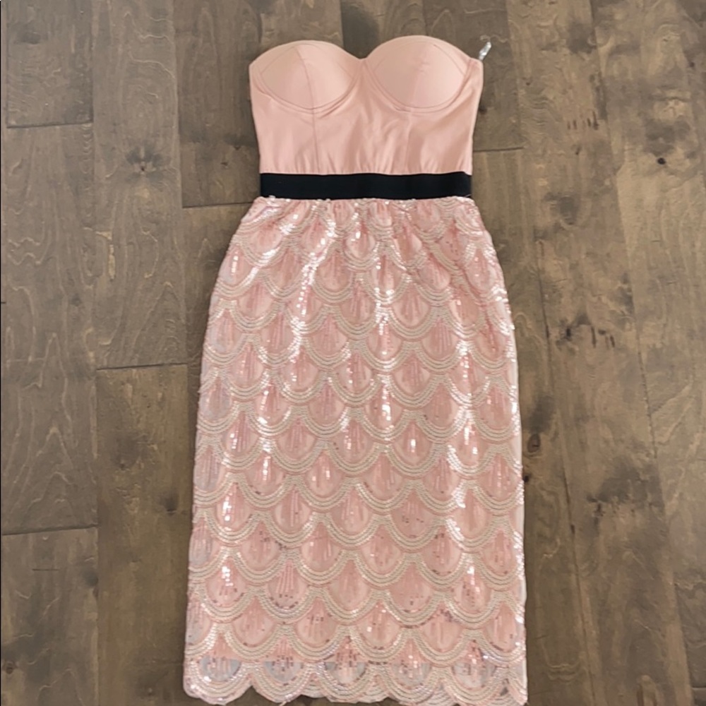 Rare London - Peach/Pink Sequin Dress